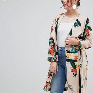 River Island Plus Tropical Print Duster Coat